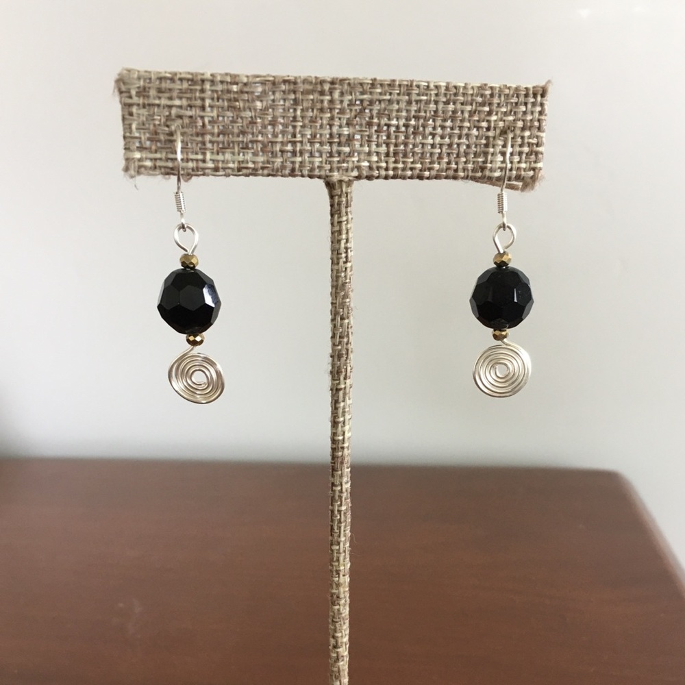 Wirewrapped Handcrafted Black Earrings